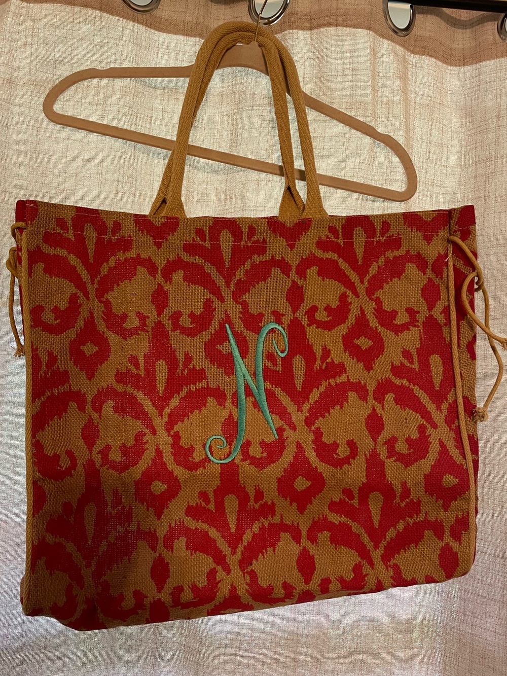 Monogrammed Pink and Tan Patterned Women’s Tote Bag